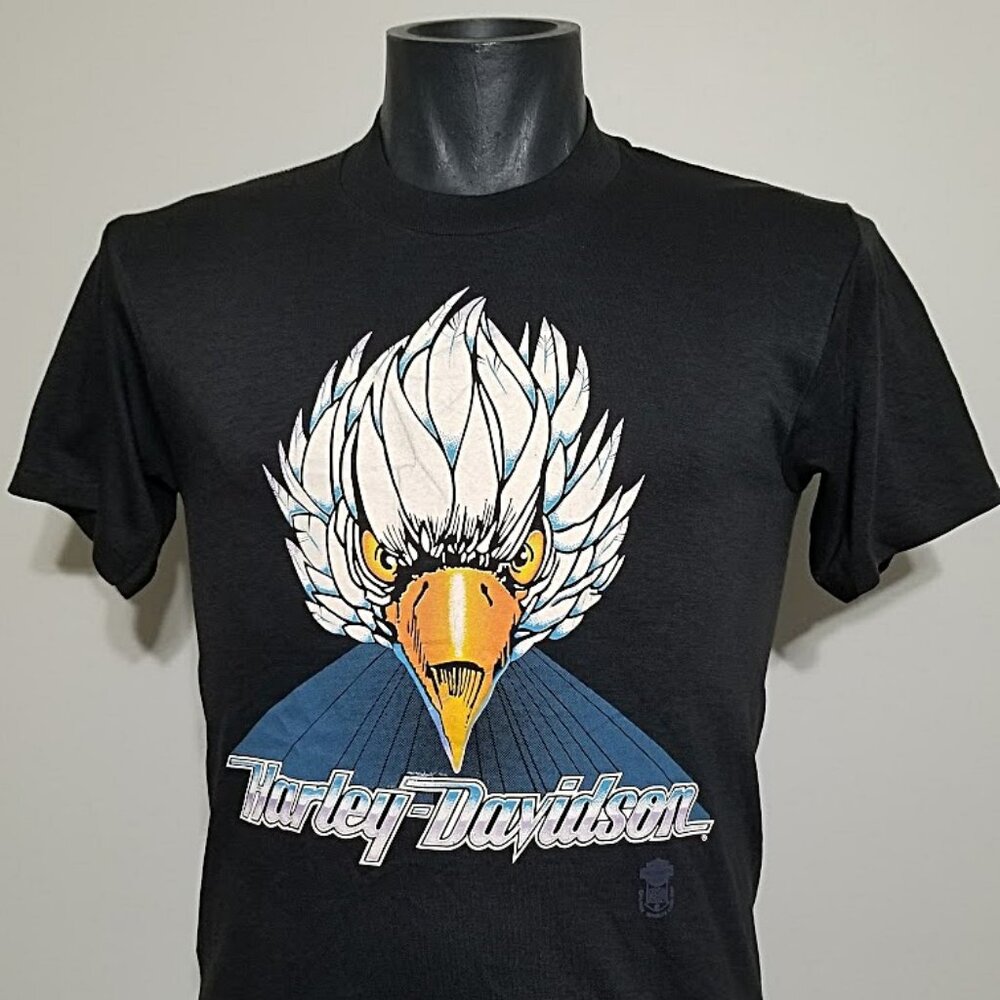 NOS Vintage 1984 Harley Davidson Eagle Graphic T-Shirt Medium Klimax 50/50 USA